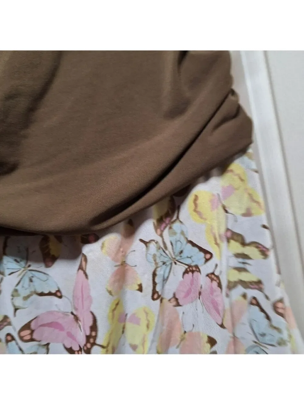 Ideology Floral Butterfly Brown Pink Skirt XL